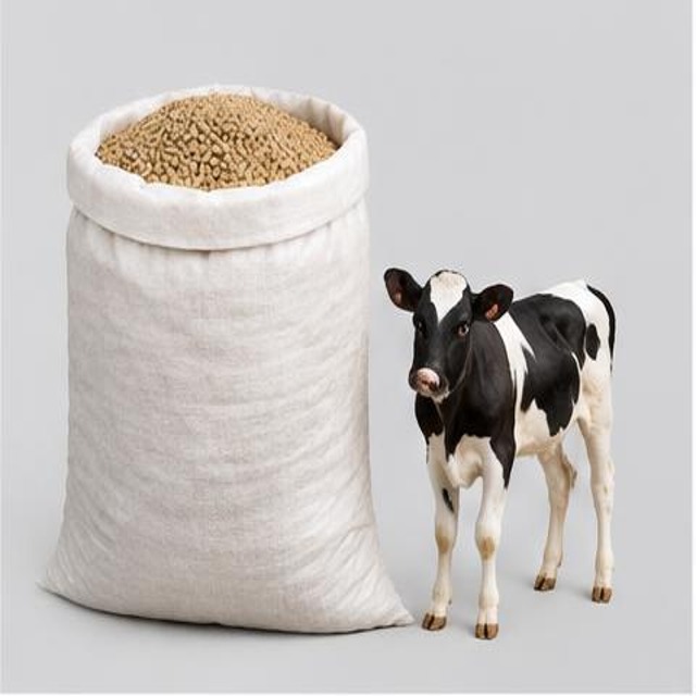 Calf Starter Feed — Illustration · Not a supplier photo