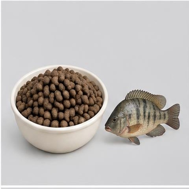 Fish Feed Pellets — Illustration · Not a supplier photo