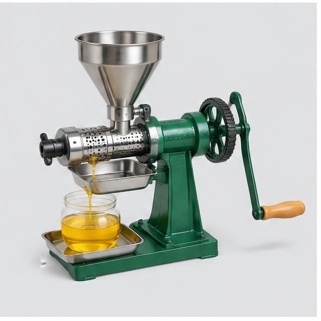 Manual Oil Press — Illustration · Not a supplier photo