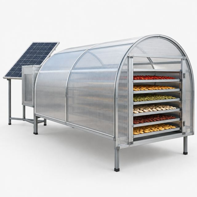 Solar Crop Dryer — Illustration · Not a supplier photo