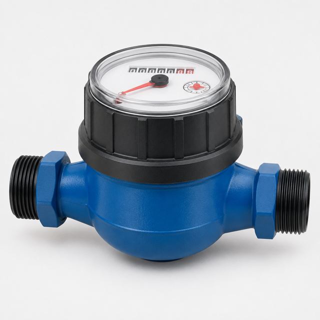 Water Flow Meter — Illustration · Not a supplier photo